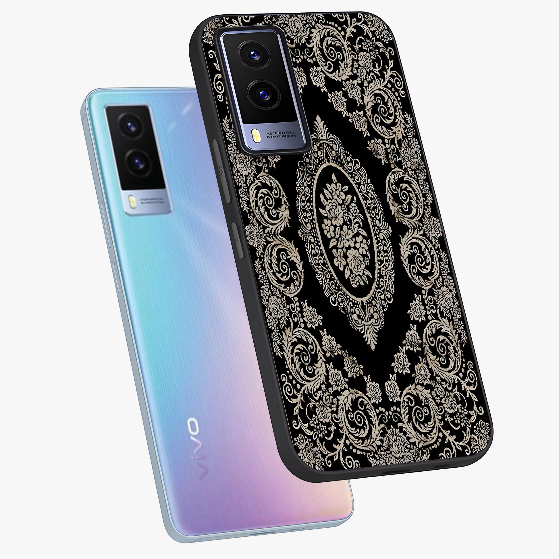 Noir Bloom Elegance Glass Case displayed in angled mockup highlighting refined flower design with stylish noir aesthetic.