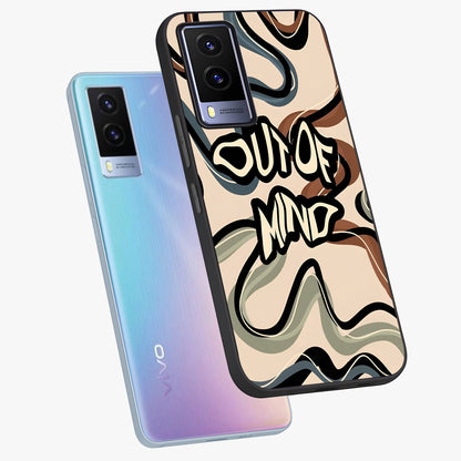 Out Of Mind Glass Case displayed in angled mockup highlighting bold statement design with modern artistic aesthetic.