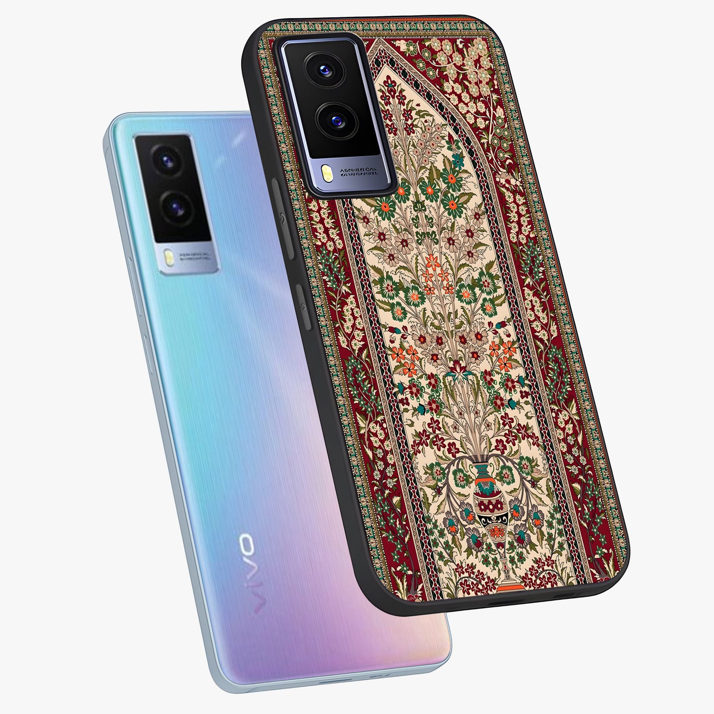 Persian Inspired Glass Case displayed in angled mockup highlighting intricate traditional design with elegant cultural aesthetic.