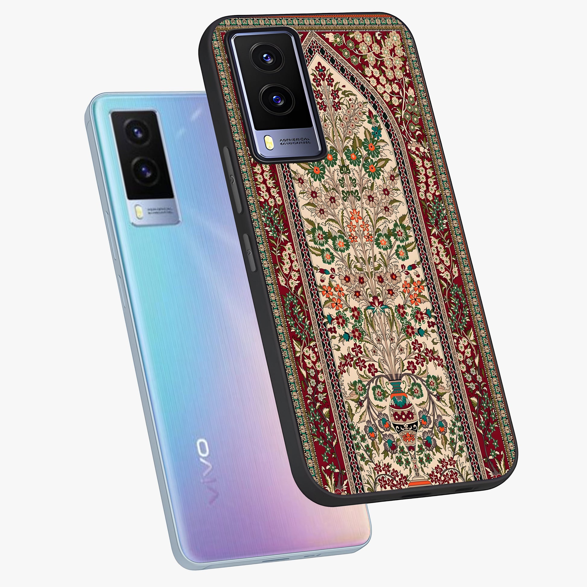 Persian Inspired Glass Case displayed in angled mockup highlighting intricate traditional design with elegant cultural aesthetic.