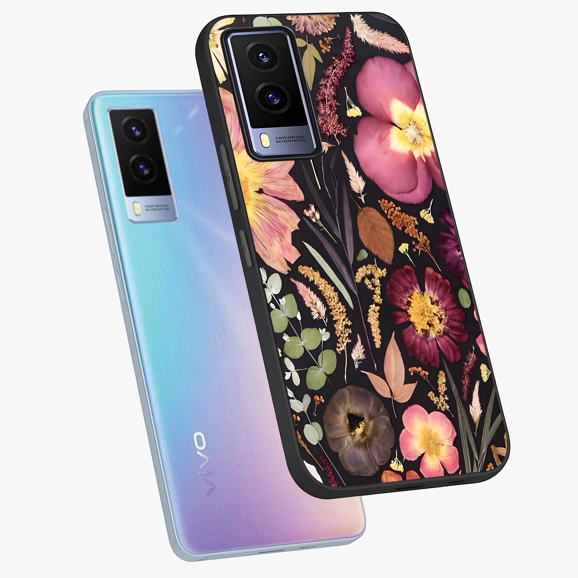 Petal Dream Tapestry Glass Case displayed in angled mockup highlighting decorative petal pattern with elegant botanical aesthetic.