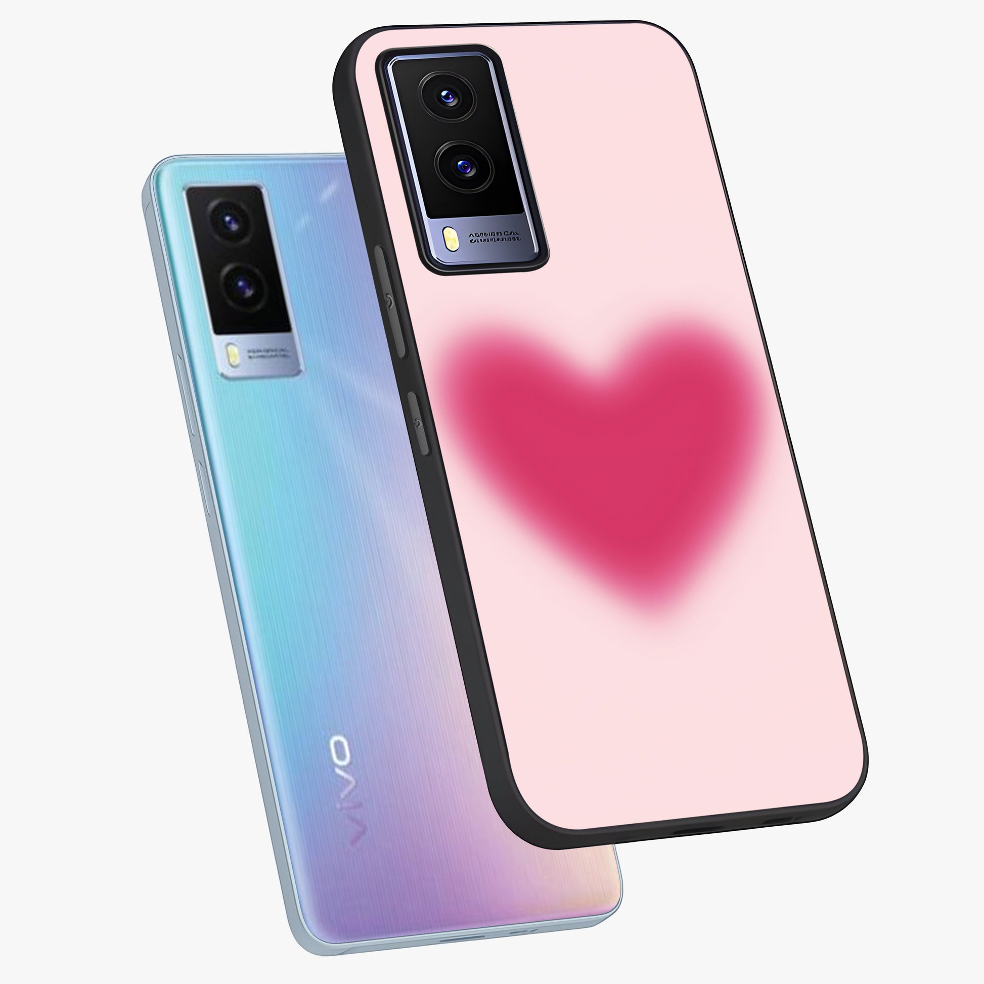 Pink Aura Heart Glass Case displayed in angled mockup highlighting vibrant pink heart design with dreamy aura aesthetic.