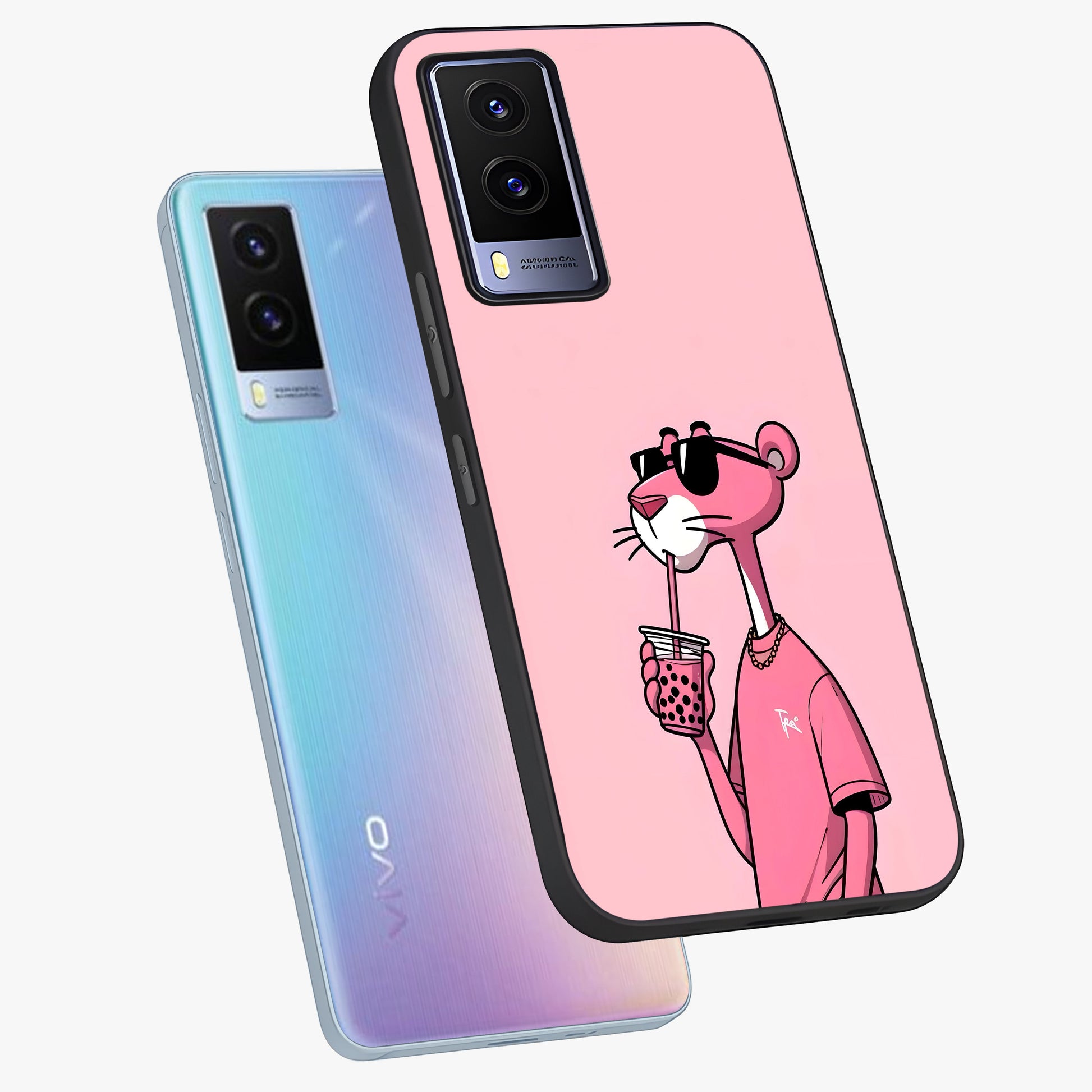 Pink Panther Glass Case displayed in angled mockup highlighting playful cartoon character design with vibrant pink aesthetic.