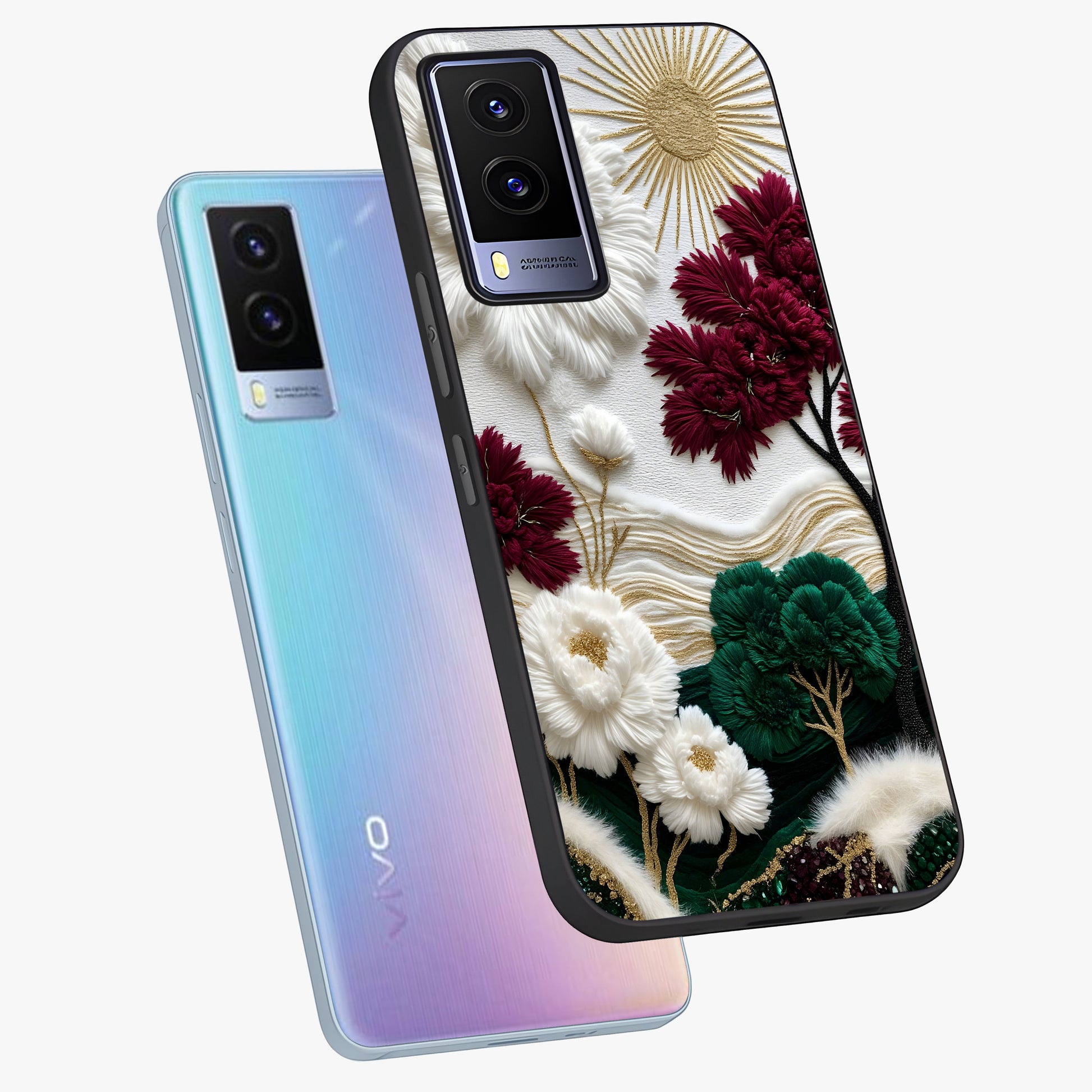 Radiant Bloom Elegance Glass Case displayed in angled mockup highlighting graceful floral design with radiant aesthetic style.
