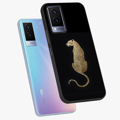 Regal Leopard Glass Case displayed in angled mockup highlighting powerful animal illustration with stylish wild aesthetic.