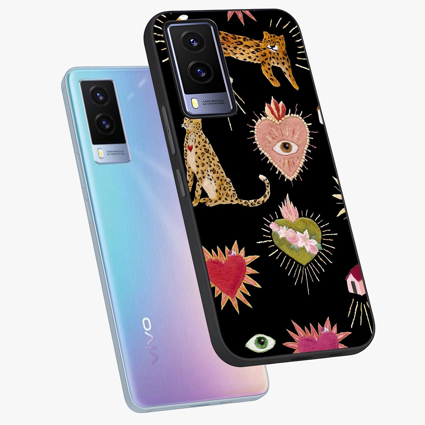 Sacred Jungle Heart Glass Case displayed in angled mockup highlighting lush tropical design with natural aesthetic style.