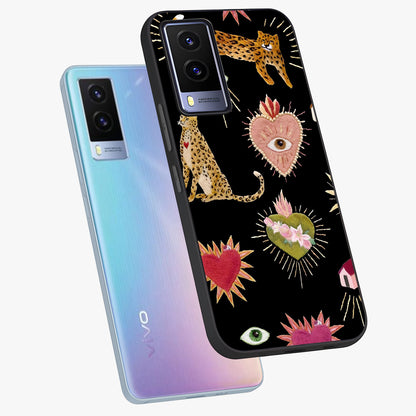 Sacred Jungle Heart Glass Case displayed in angled mockup highlighting lush tropical design with natural aesthetic style.