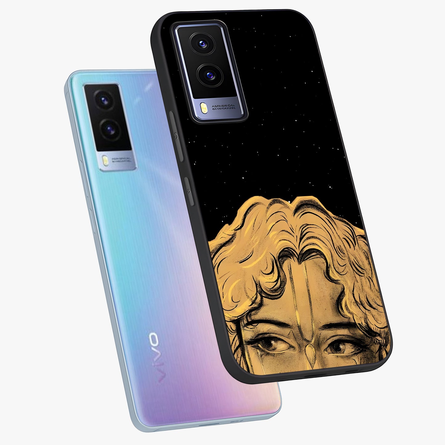 Shri Krishna Art Glass Case displayed in angled mockup highlighting spiritual Krishna illustration with divine aesthetic.