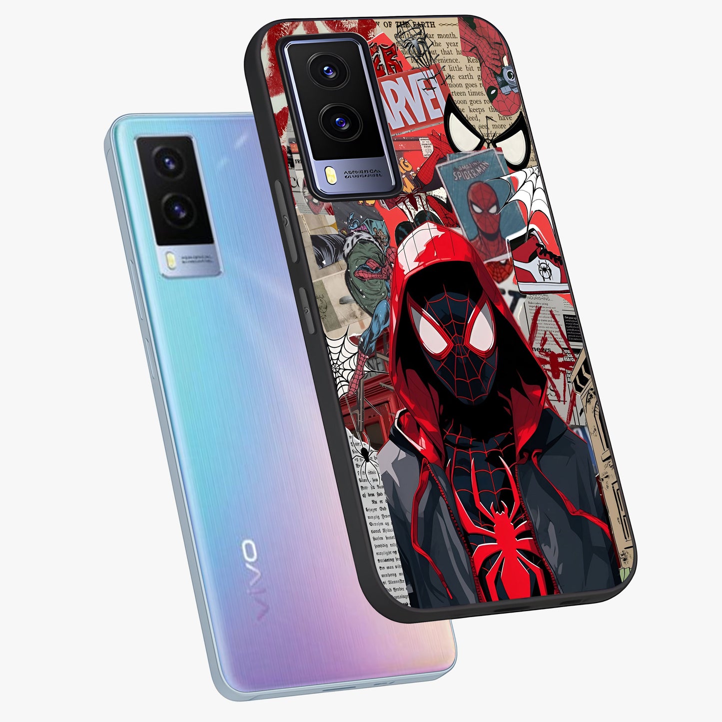 Spider Collage Street Glass Case displayed in angled mockup highlighting dynamic street style collage design with comic aesthetic.