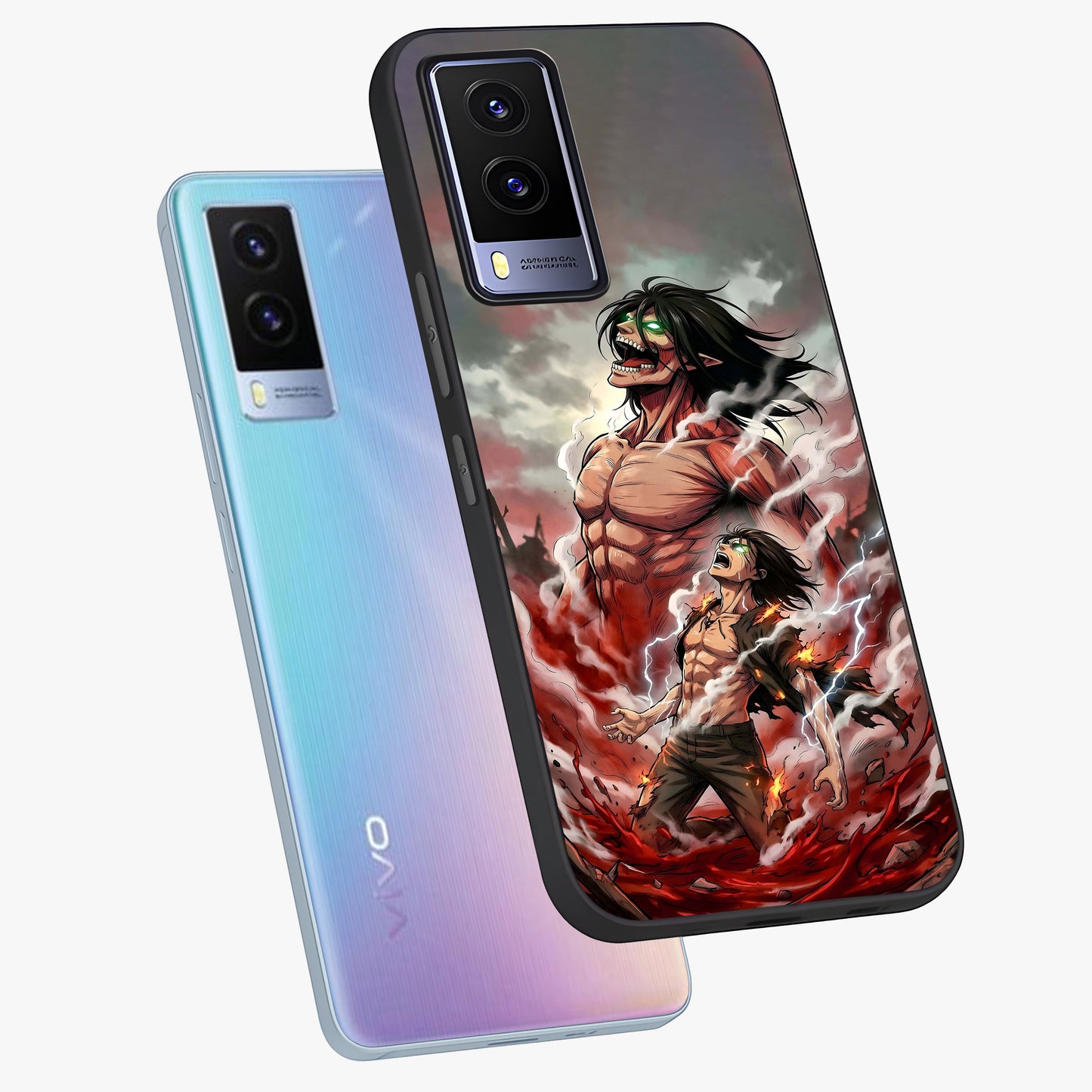 Titan Awakening Fury Glass Case displayed in angled mockup highlighting dramatic giant warrior design with bold anime aesthetic.