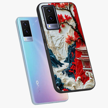 Whispers Of Sakura Waves Glass Case displayed in angled mockup highlighting flowing sakura design with soft floral aesthetic.
