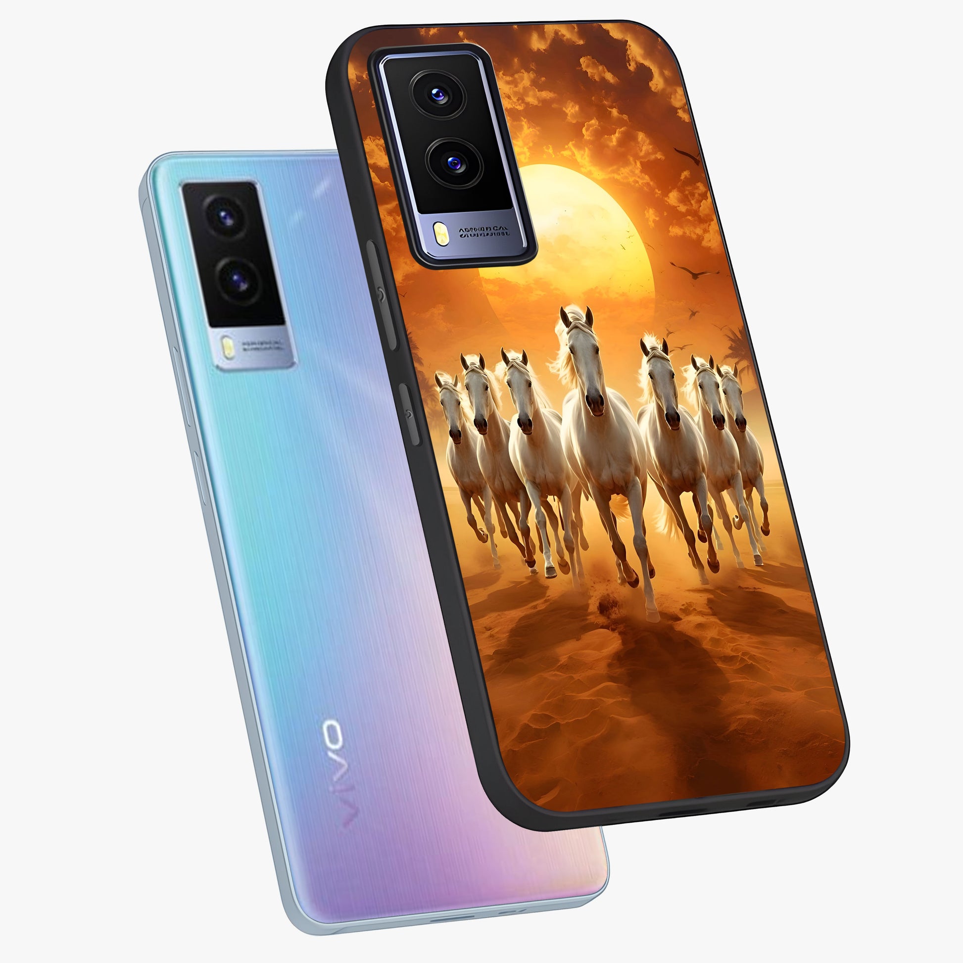 Wild Sunset Majesty Glass Case displayed in angled mockup highlighting vibrant sunset sky design with scenic aesthetic.