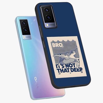 Worry Less Swim Glass Case displayed in angled mockup highlighting fun typography design with relaxed aesthetic style.
