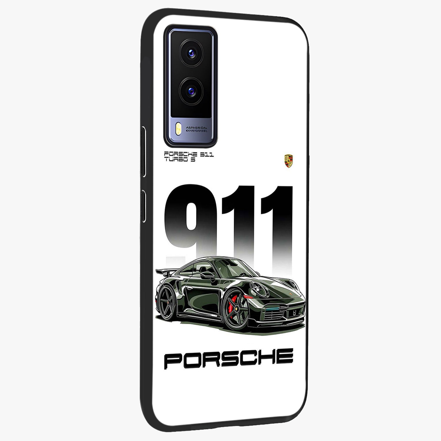 911 Turbo Dominance Glass Case upright perspective showcasing powerful racing design and modern automotive aesthetic.