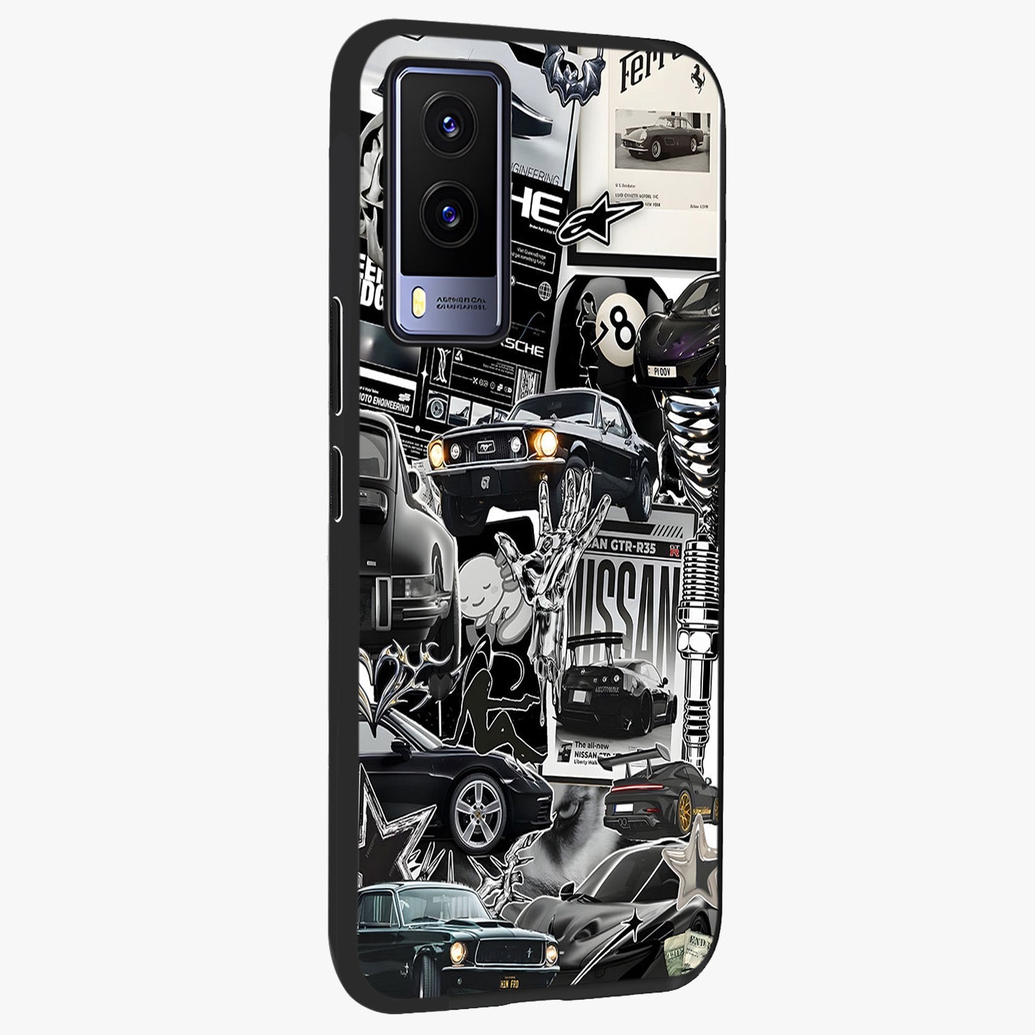 Aesthetic Dark Love Glass Case upright view showcasing dramatic romantic artwork with modern aesthetic style.