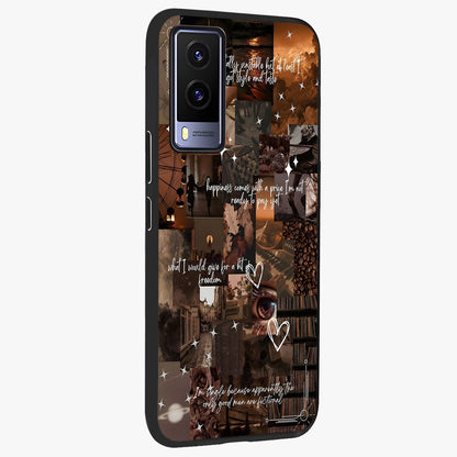 Bittersweet Aesthetic Chaos Glass Case upright view showcasing bold artistic chaos design with modern aesthetic style.
