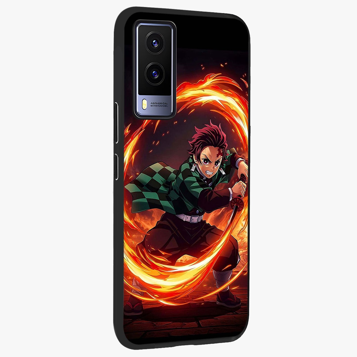 Blazing Sword Resolve Glass Case upright view showcasing dramatic warrior inspired artwork with intense visual style.