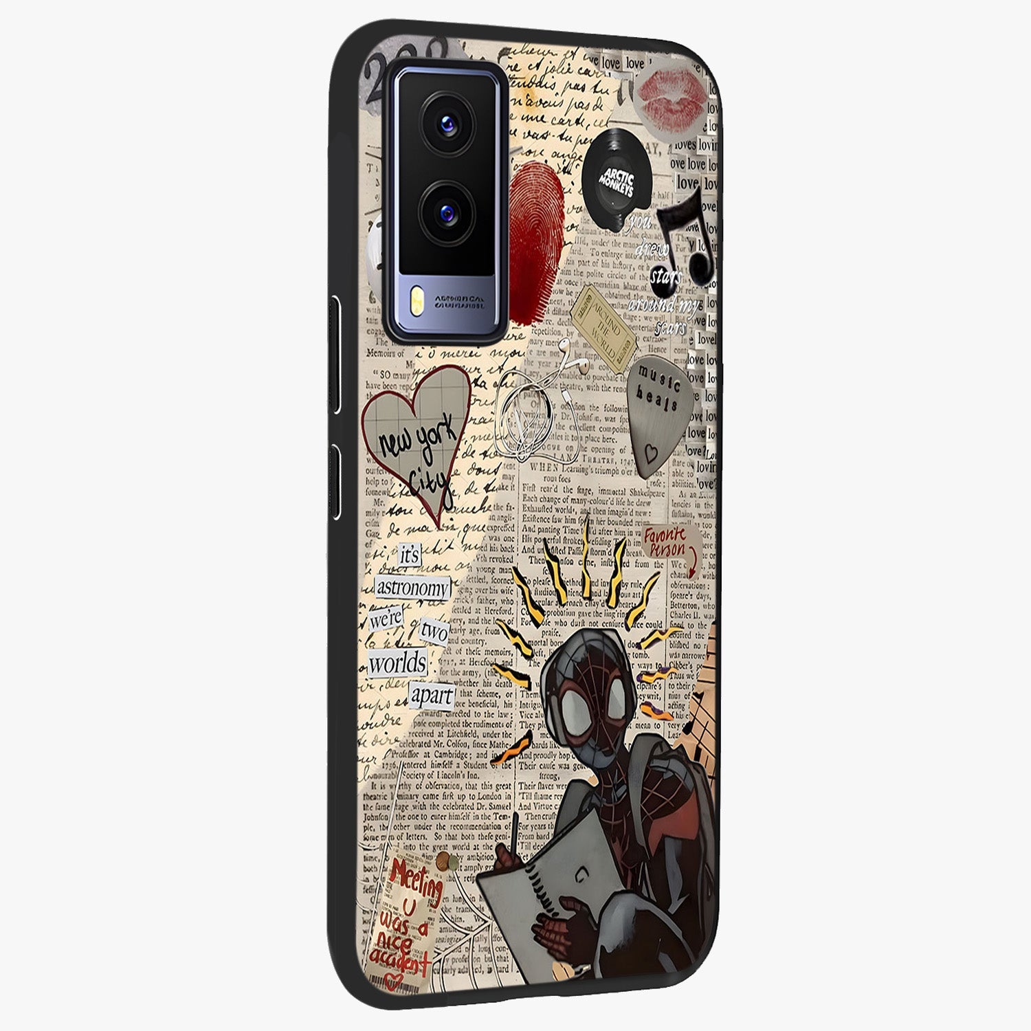 City Dream Sketch Glass Case upright view showcasing urban skyline artwork with stylish hand drawn design.