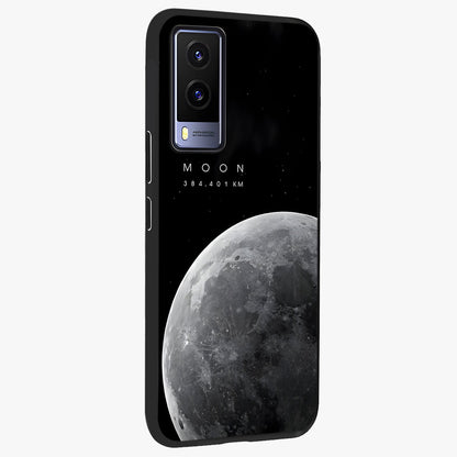 Cosmic Moon Glow Glass Case upright view showcasing luminous moon illustration with dreamy cosmic style.