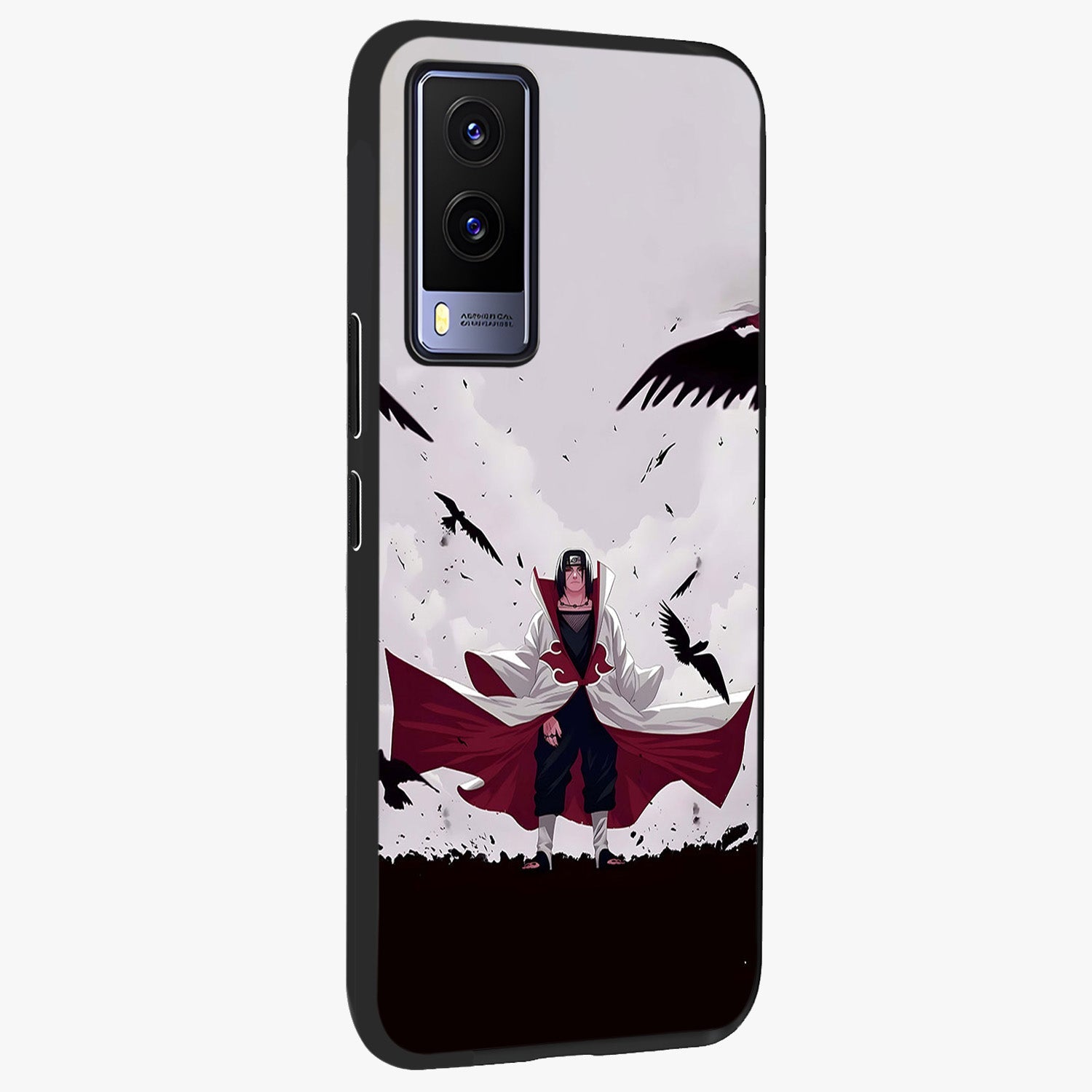 Crimson Crow Ascension Glass Case upright view showcasing dramatic crow artwork with bold gothic theme.