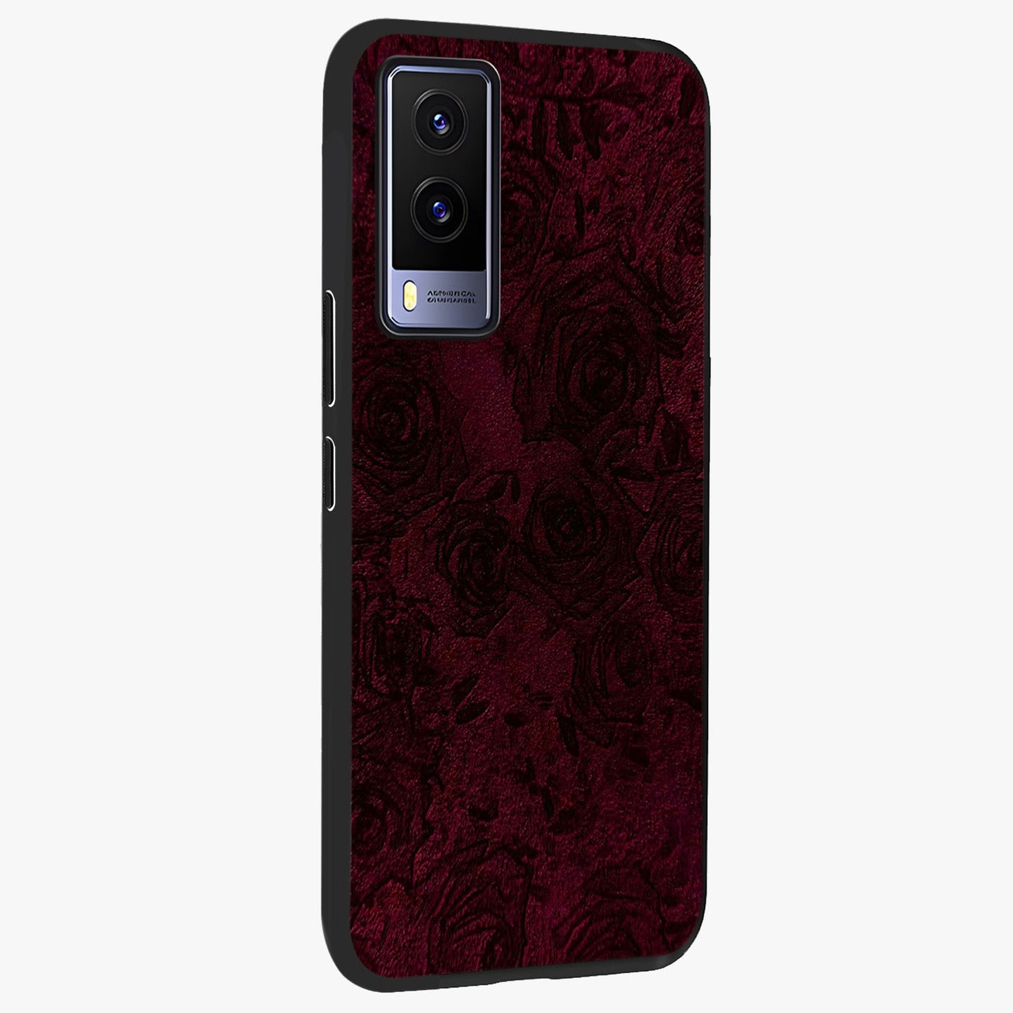 Crimson Fade Flow Glass Case upright view showcasing dynamic crimson flow artwork with stylish abstract theme.