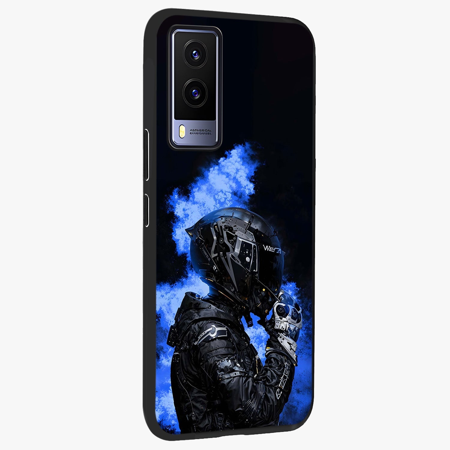 Cyber Sentinel Protocol Glass Case upright view showcasing advanced cyber sentinel artwork with futuristic tech theme.