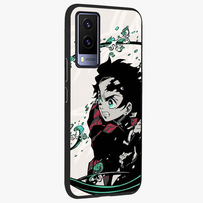 Demon Slayer Glass Case upright view showcasing powerful anime artwork with intense warrior theme.