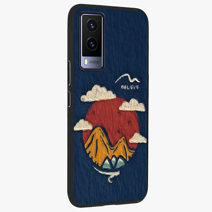 Dream Beyond Mountains Glass Case upright view showcasing beautiful mountain scenery with inspirational nature theme.