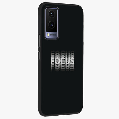 Focus Mode On Glass Case upright view showcasing strong typography statement with sleek motivational theme.