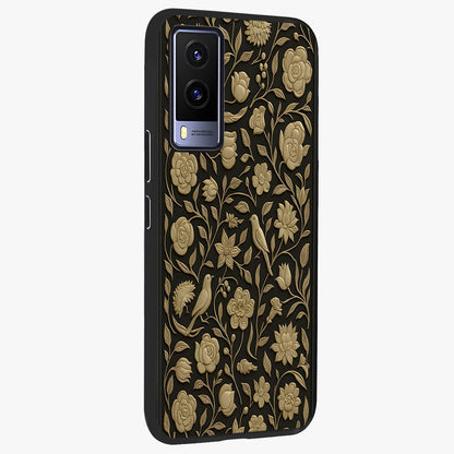 Golden Evil Eye Mandala Glass Case upright view showcasing decorative evil eye mandala artwork with spiritual aesthetic style.