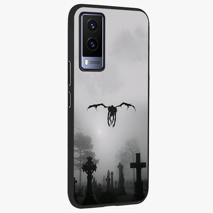Graveyard Shadow Descent Glass Case upright view showcasing haunting graveyard artwork with dramatic dark theme.