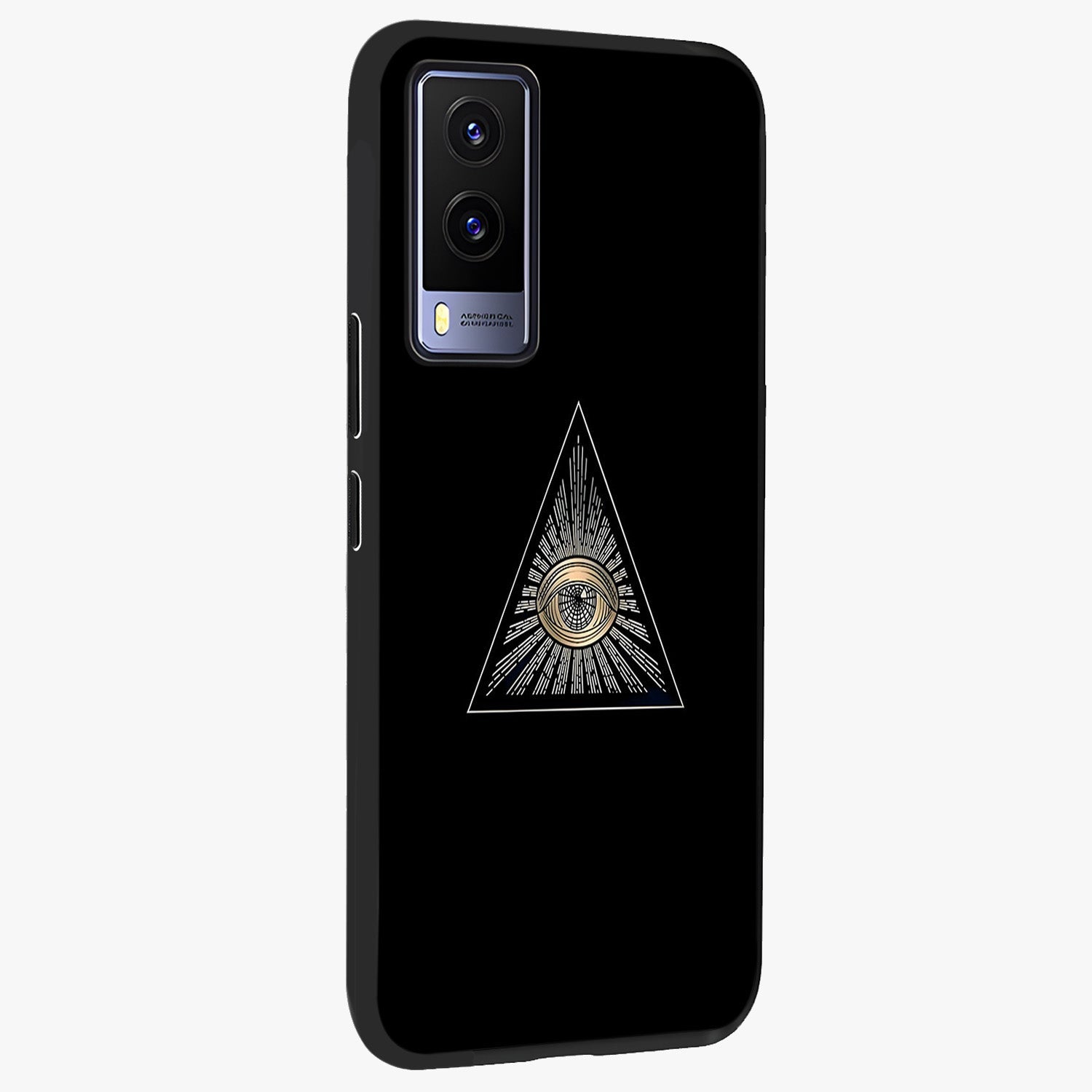 Illuminati Evil Glass Case upright view showcasing striking illuminati artwork with mysterious symbolic theme.