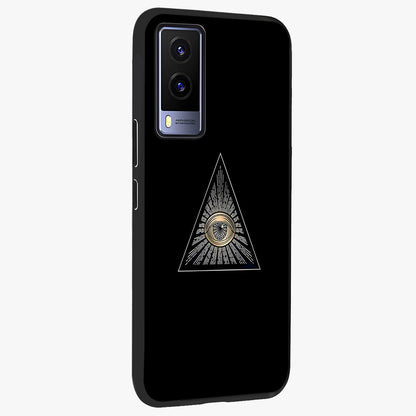 Illuminati Evil Glass Case upright view showcasing striking illuminati artwork with mysterious symbolic theme.