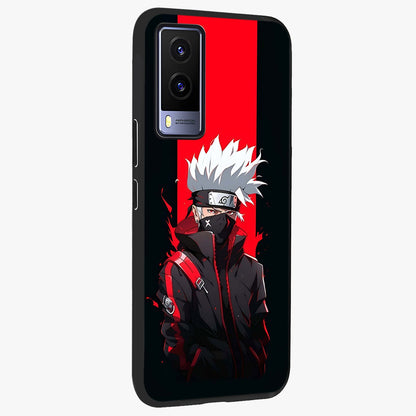 Kakashi Scarlet Shadow Glass Case upright view showcasing intense anime ninja artwork with dark action theme.