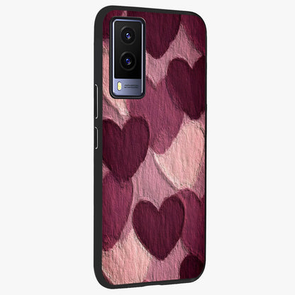 Layered Paper Hearts Glass Case upright view showcasing decorative layered heart artwork with sweet love theme.