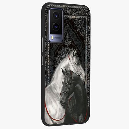 Majestic Ride Legacy Glass Case upright view showcasing dynamic ride inspired artwork with modern automotive theme.