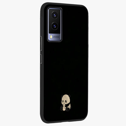 Midnight Panda Love Glass Case upright view showcasing charming panda artwork with playful romantic theme.