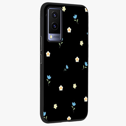 Minimal Petal Whispers Glass Case upright view showcasing elegant floral artwork with modern minimalist style.