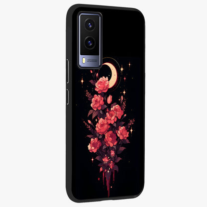 Moonlit Floral Elegance Glass Case upright view showcasing delicate floral artwork with refined night inspired theme.
