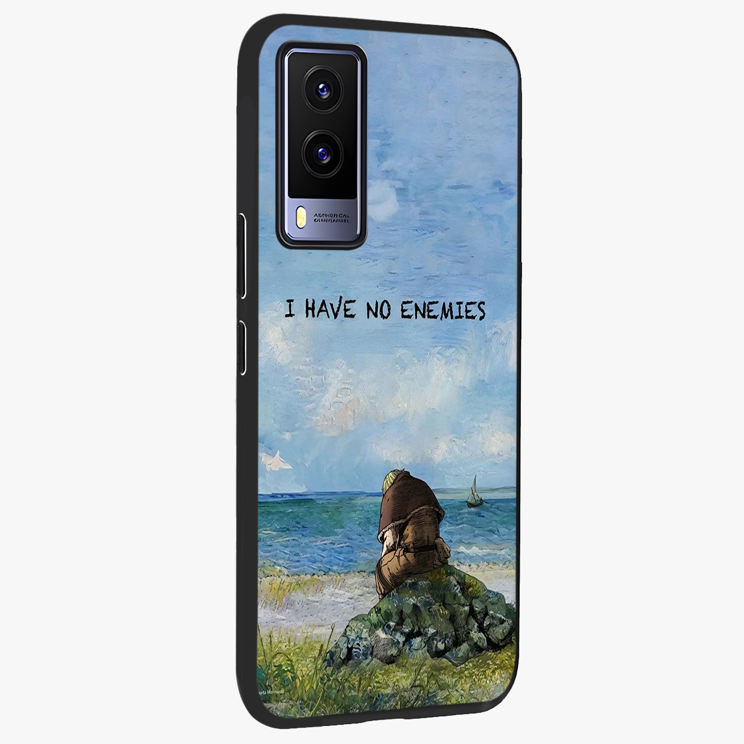Peace Beyond War Glass Case upright view showcasing powerful peace symbol artwork with inspirational theme.