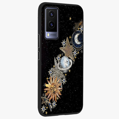 Pearls Universe Object Glass Case upright view showcasing decorative pearl themed artwork with cosmic elegance.