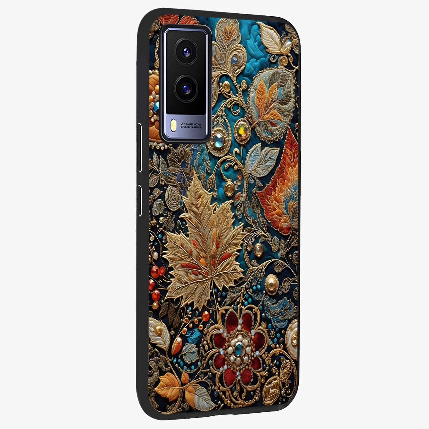 Royal Jewel Garden Glass Case upright view showcasing rich floral artwork with luxurious garden theme.