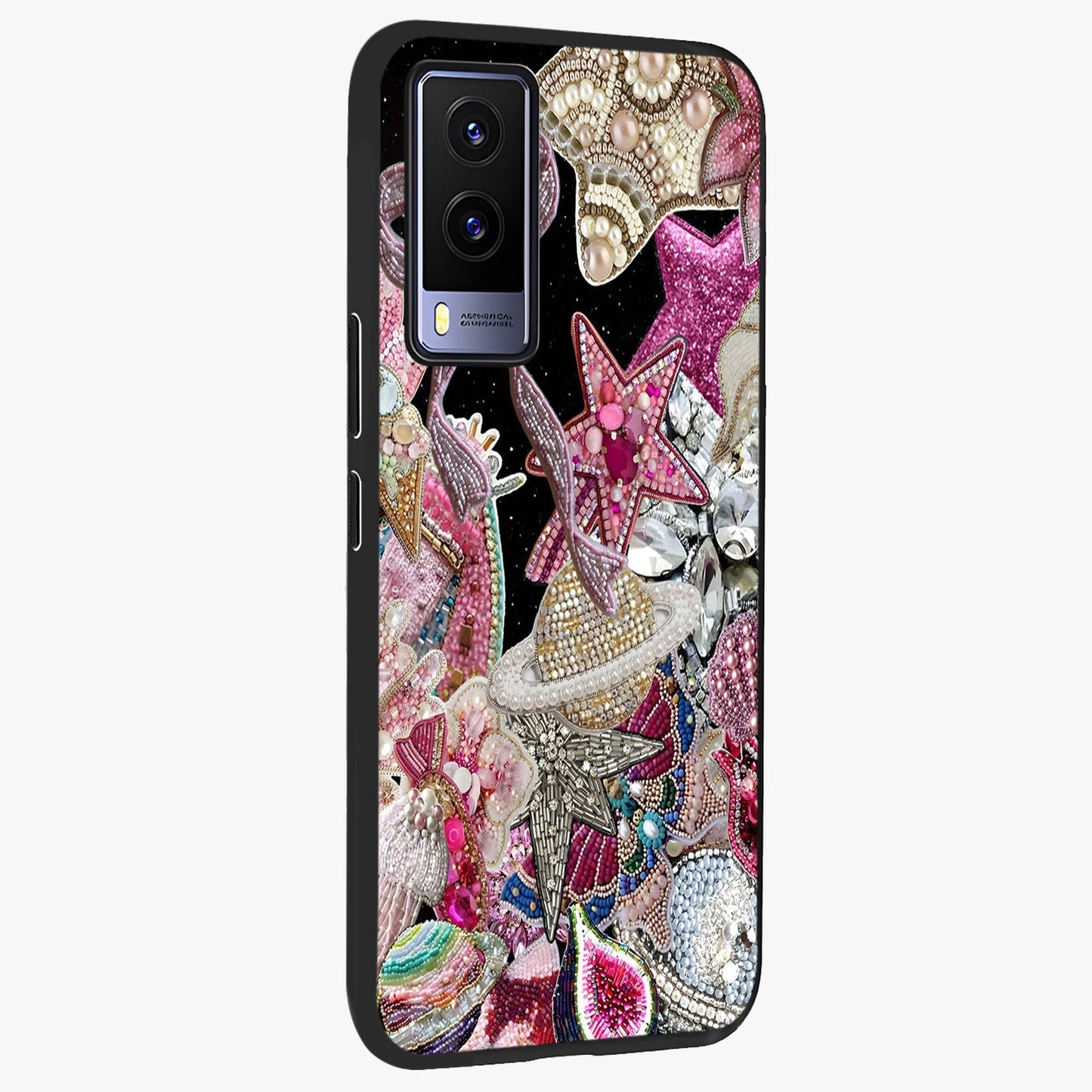 Starlit Jewel Dream Glass Case upright view showcasing radiant star inspired artwork with magical night theme.