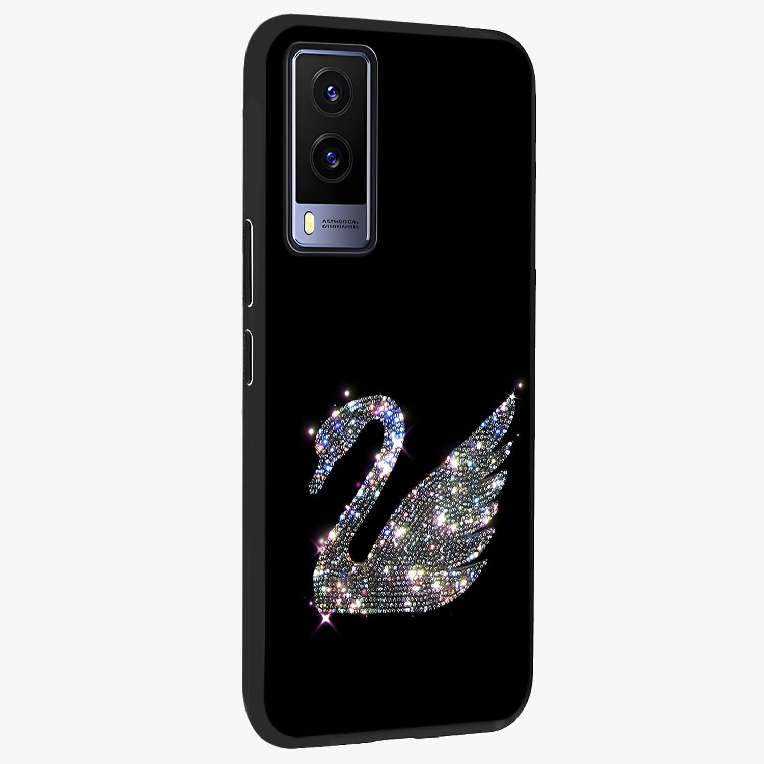 Starlit Swan Grace Glass Case upright view showcasing beautiful swan artwork with peaceful night themed design.