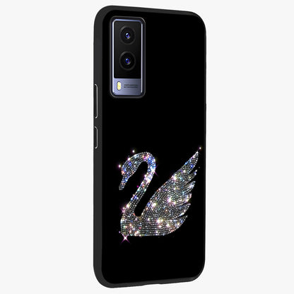 Starlit Swan Grace Glass Case upright view showcasing beautiful swan artwork with peaceful night themed design.