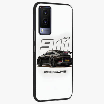 Turbo Legacy Icon Glass Case upright view showcasing bold racing inspired artwork with classic car theme.