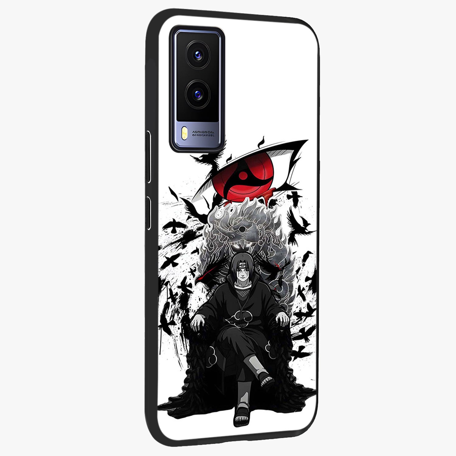 Uchiha Shadow Throne Glass Case upright view showcasing magical underwater galaxy artwork with vibrant cosmic theme.