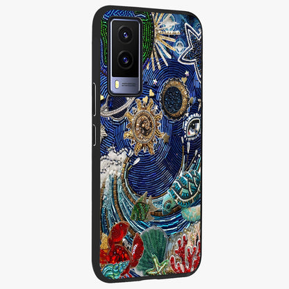 Universe Underwater Spark Glass Case upright view showcasing magical underwater galaxy artwork with vibrant cosmic theme.