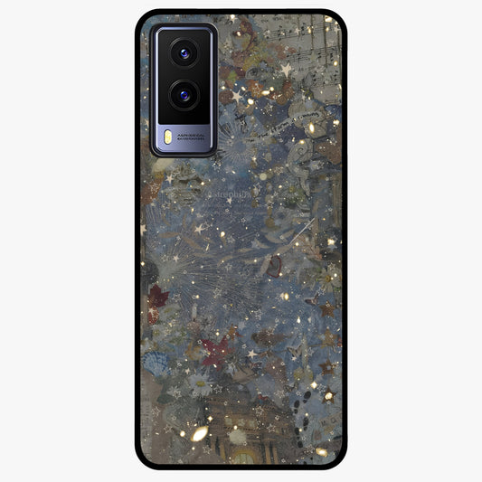 Aesthetic Astrolophia Glass Case showing flat back view with dreamy aesthetic design and glossy glass finish.
