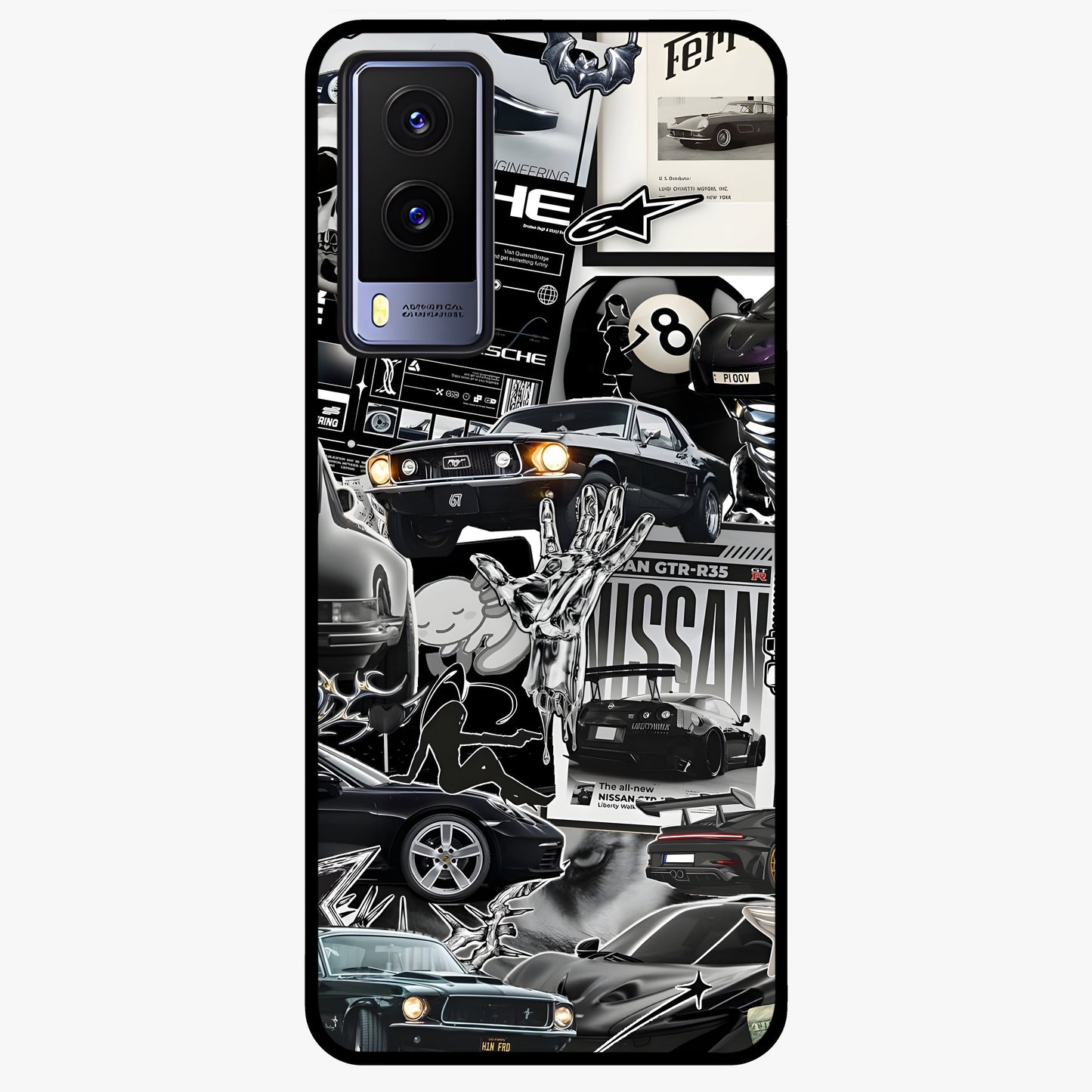 Aesthetic Dark Love Glass Case showing flat back view with dark romantic artwork and glossy glass finish.